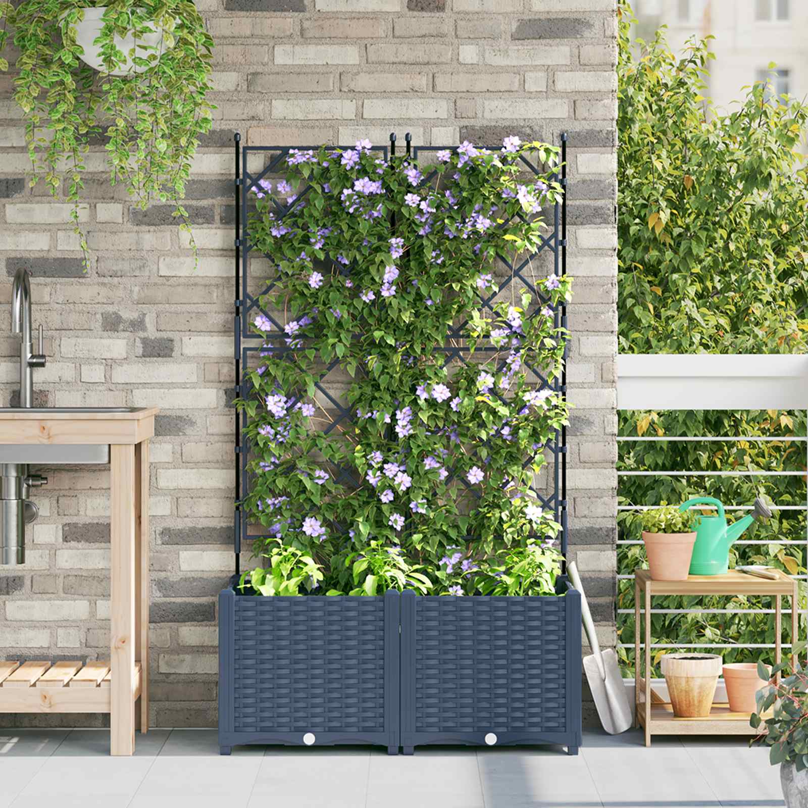 Garten Pflanzgefäß 2er Set Grau