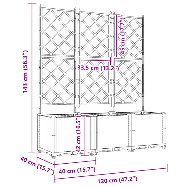 Grauer Pflanzkasten 3er Set, 120cm