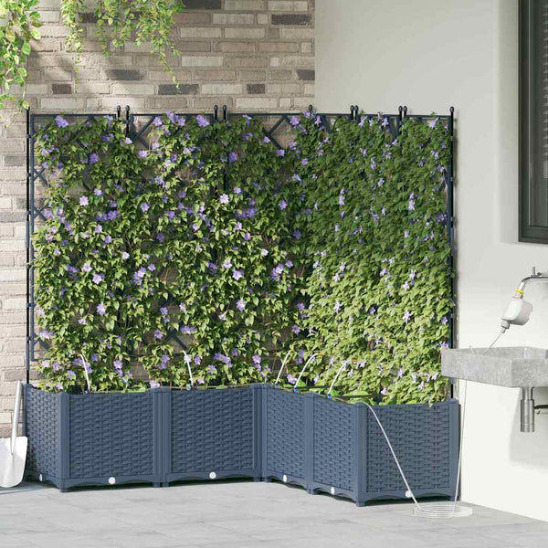 3er-Set Garten Pflanzgefäße Grau