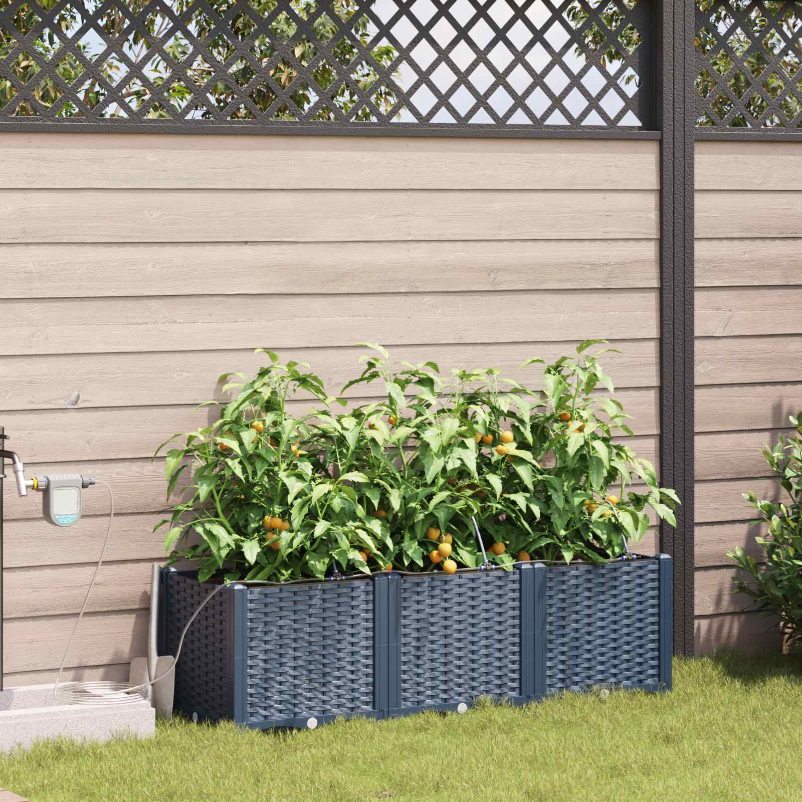 Garten Pflanzgefäß 3er Set Grau 120cm