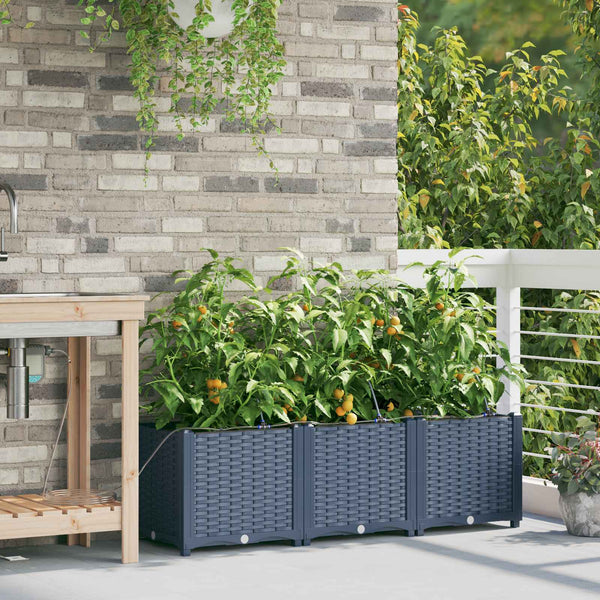 Garten Pflanzgefäß 3er Set Grau 120cm