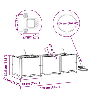 Garten Pflanzgefäß 3er Set Grau 120cm