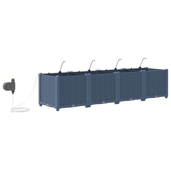 Garten Pflanzgefäß Grau 4er-Set
