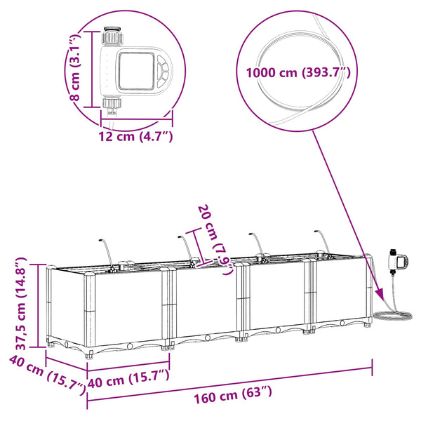 Garten Pflanzgefäß Grau 4er-Set