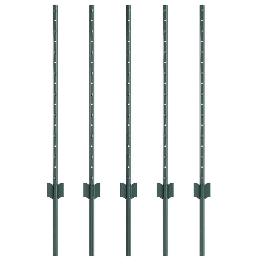 Grüne Zaunpfosten 120 cm, 5er-Set