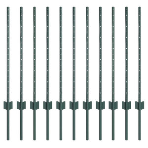Zaunpfosten Grün Stahl 120 cm 11er-Set