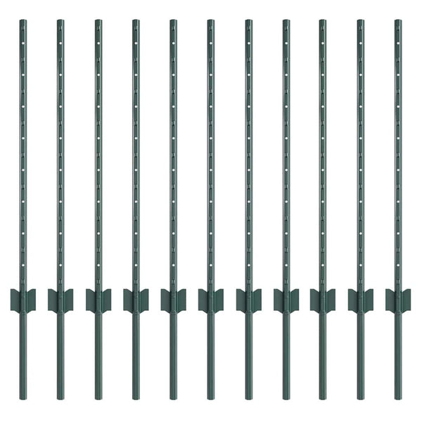 Zaunpfosten Grün Stahl 120 cm 11er-Set