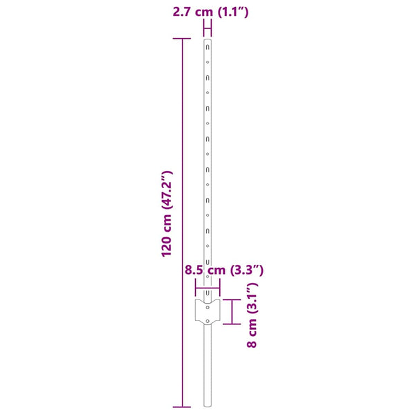 Zaunpfosten Grün Stahl 120 cm 11er-Set