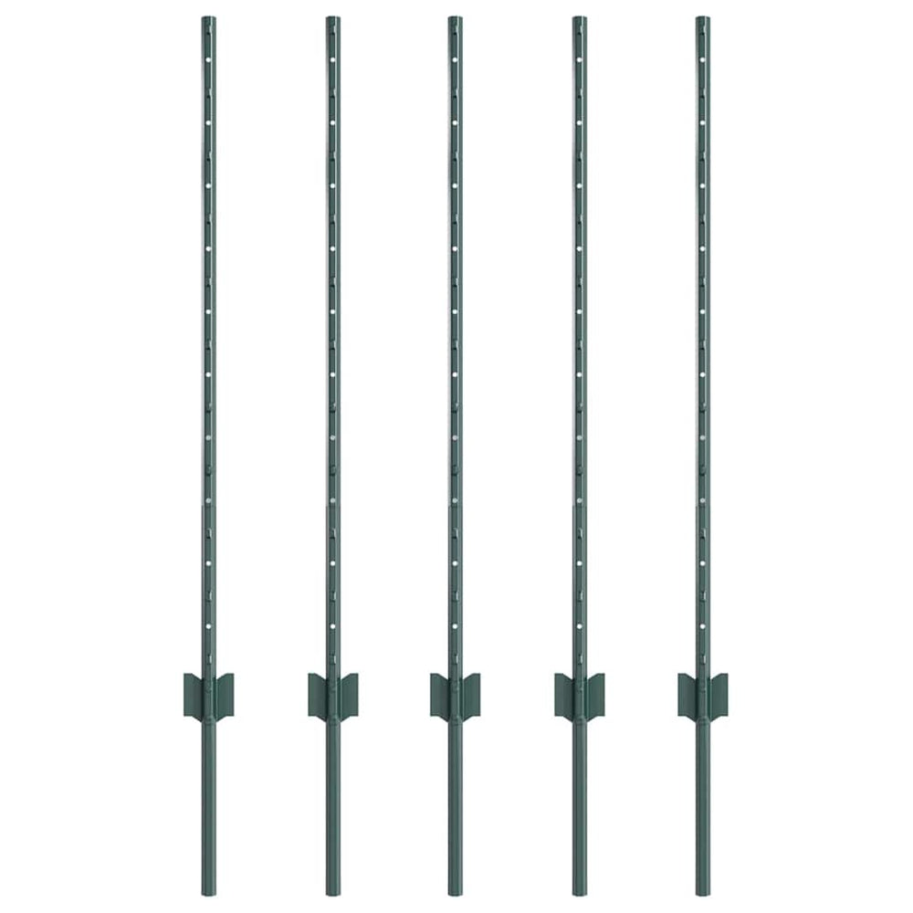 Grüne Zaunpfosten Stahl 140cm - 5er Set