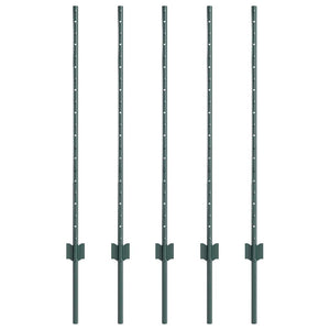 Grüne Zaunpfosten Stahl 140cm - 5er Set