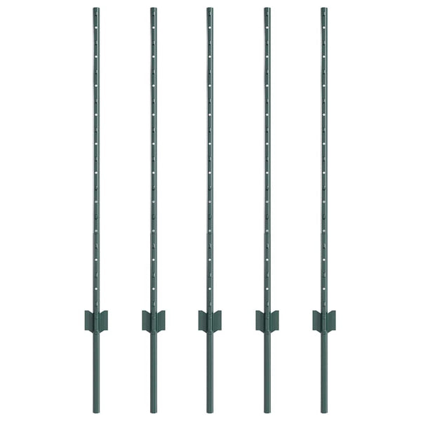 Grüne Zaunpfosten Stahl 140cm - 5er Set