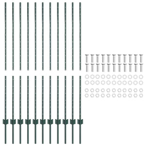 Zaunpfosten Grün Stahl 140 cm, 11er-Set