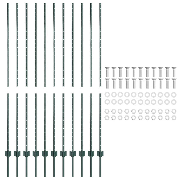 Grüne Zaunpfosten 150cm, 11er Set