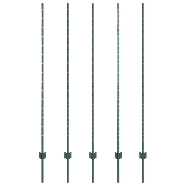 Zaunpfosten 5er Set Stahl Grün 160cm
