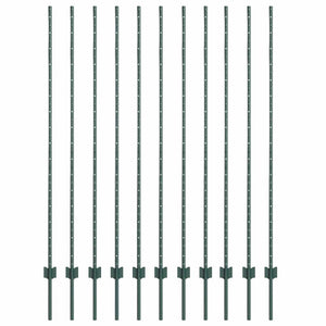 Zaunpfosten Grün 160cm Stahl - 11er Set