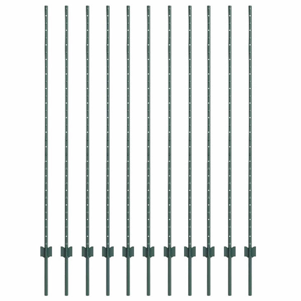 Zaunpfosten Grün 160cm Stahl - 11er Set