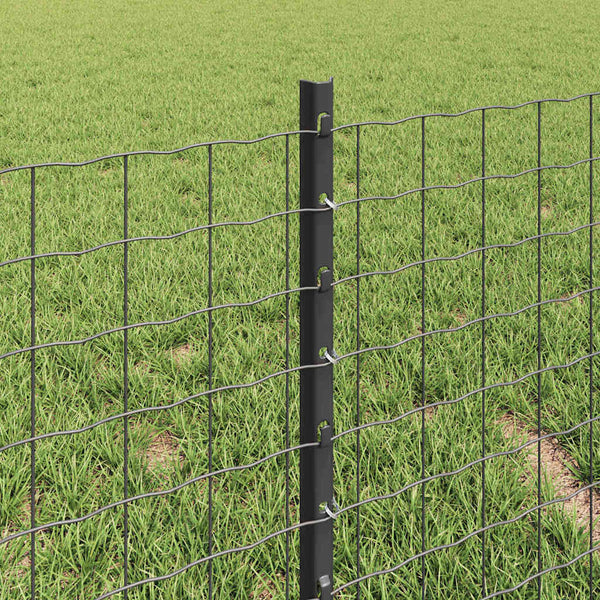 Zaunpfosten Stahl Grau 40cm 5er-Set