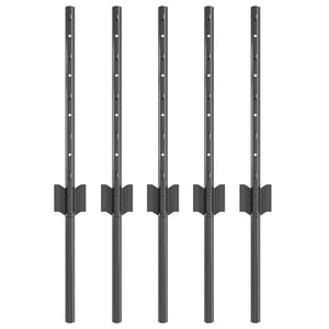 Zaunpfosten Stahl Grau 40cm 5er-Set