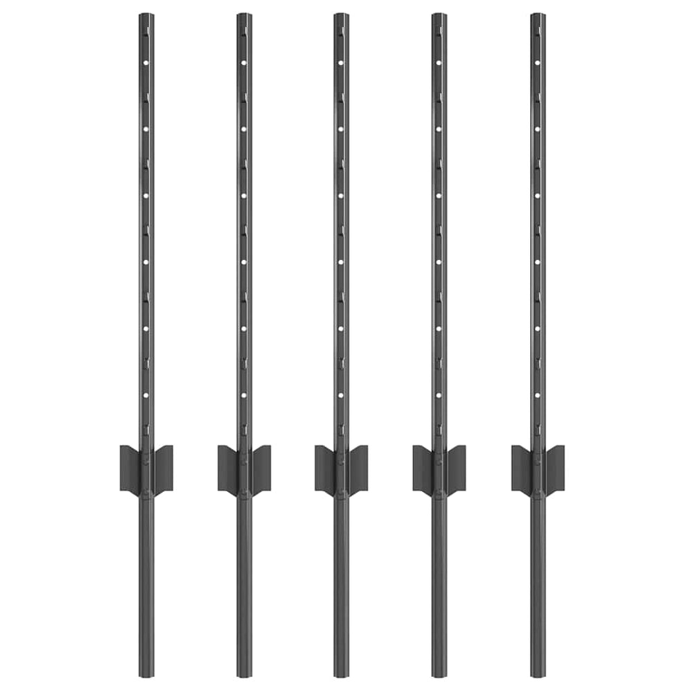 Zaunpfosten Stahl Grau 60cm 5er Set