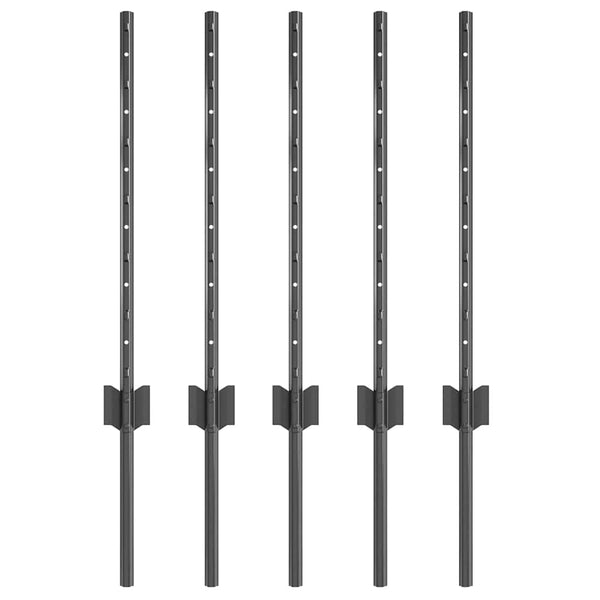 Zaunpfosten Stahl Grau 60cm 5er Set