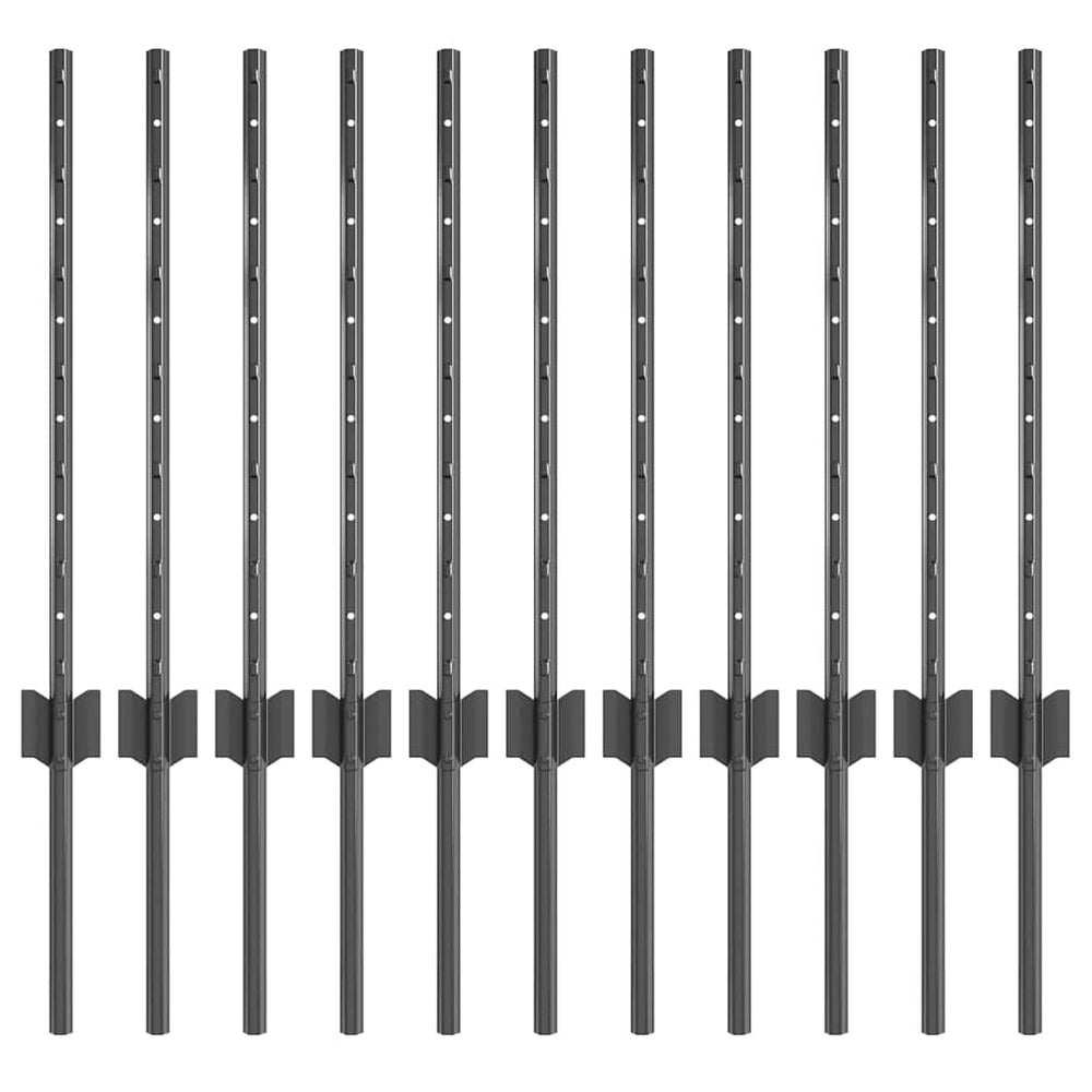 Stahl Zaunpfosten Grau 60cm, 11er Set
