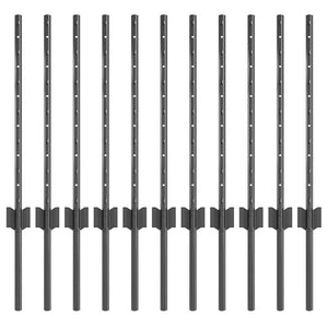 Stahl Zaunpfosten Grau 60cm, 11er Set