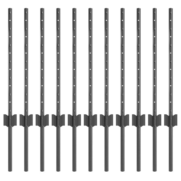 Stahl Zaunpfosten Grau 60cm, 11er Set