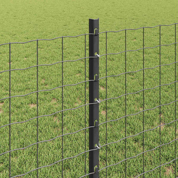 Zaunpfosten Grau Stahl 80 cm, 5er-Set
