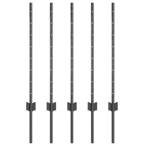 Zaunpfosten Grau Stahl 80 cm, 5er-Set