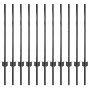 Zaunpfosten Stahl Grau 80cm 11er Set