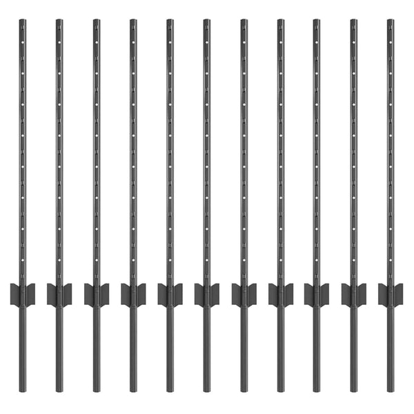 Zaunpfosten Stahl Grau 80cm 11er Set