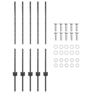 Zaunpfosten Grau Stahl 100 cm, 5er-Set