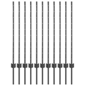 Zaunpfosten Stahl Grau 100cm 11er Set