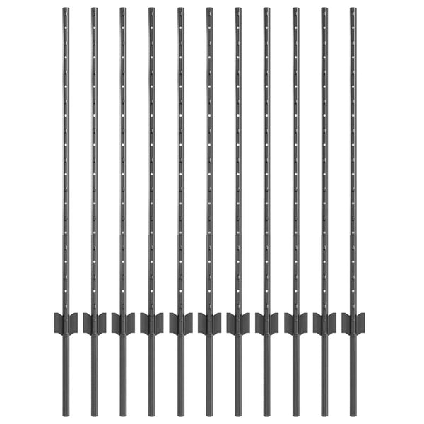 Zaunpfosten Stahl Grau 100cm 11er Set