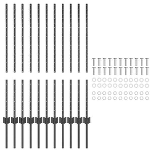 Zaunpfosten Stahl Grau 100cm 11er Set