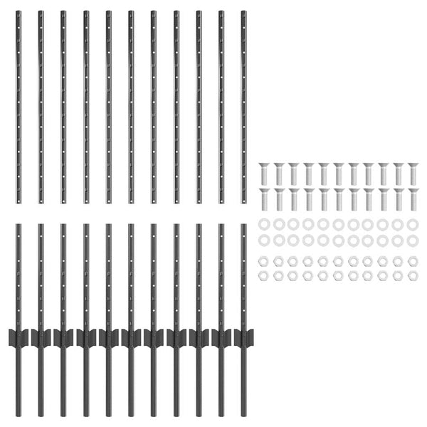 Zaunpfosten Stahl Grau 100cm 11er Set