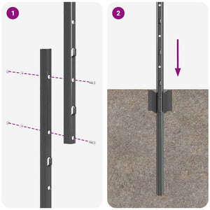 Zaunpfosten Stahl Grau 100cm 11er Set