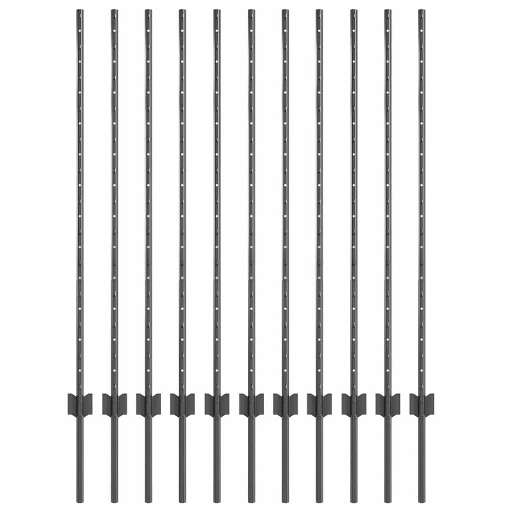 Stahl Zaunpfosten Grau 120 cm - 11er Set
