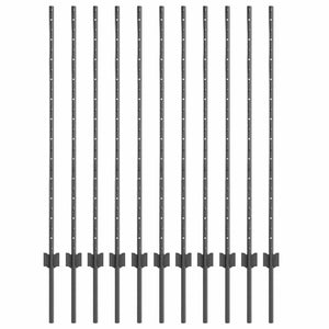 Stahl Zaunpfosten Grau 120 cm - 11er Set