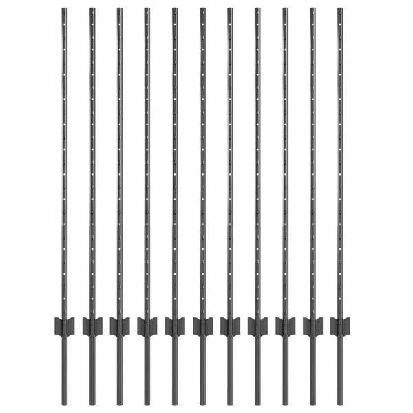 Stahl Zaunpfosten Grau 120 cm - 11er Set