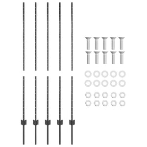 Zaunpfosten Stahl Grau 140cm 5er-Set