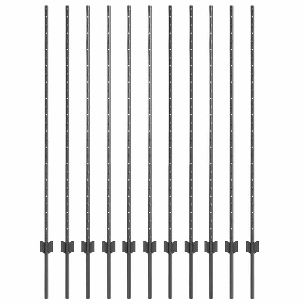 Stahl Zaunpfosten Grau 140 cm - 11er Set
