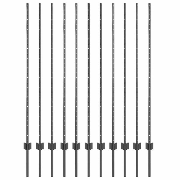 Stahl Zaunpfosten Grau 140 cm - 11er Set
