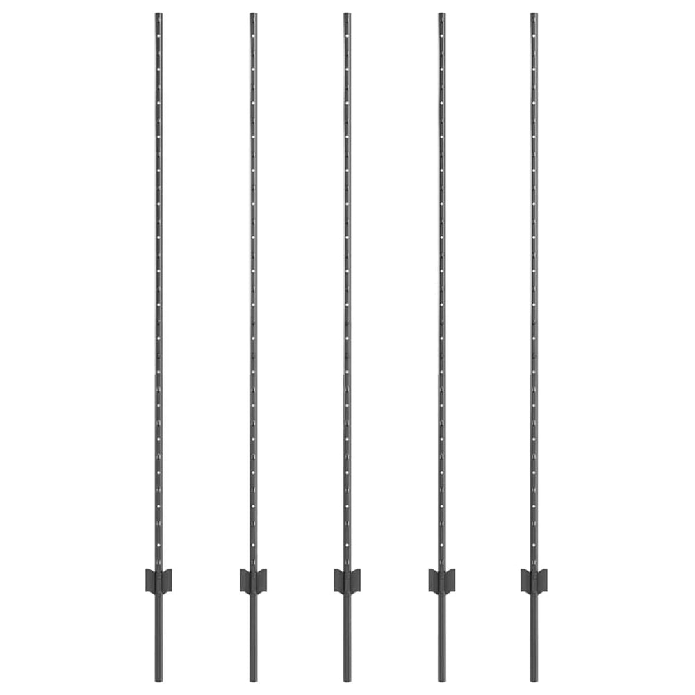 Zaunpfosten 5er Set Stahl Grau 150cm