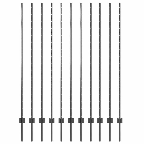 Stahl Zaunpfosten Grau 150 cm - 11er Set
