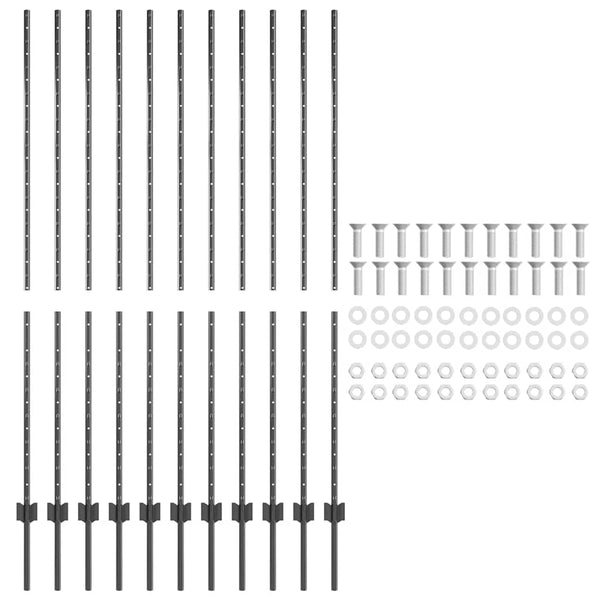 Stahl Zaunpfosten Grau 150 cm - 11er Set