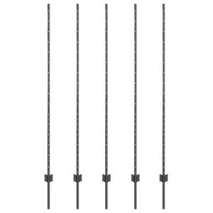Zaunpfosten Stahl Grau 160cm 5er-Set