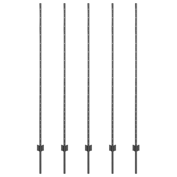 Zaunpfosten Stahl Grau 160cm 5er-Set