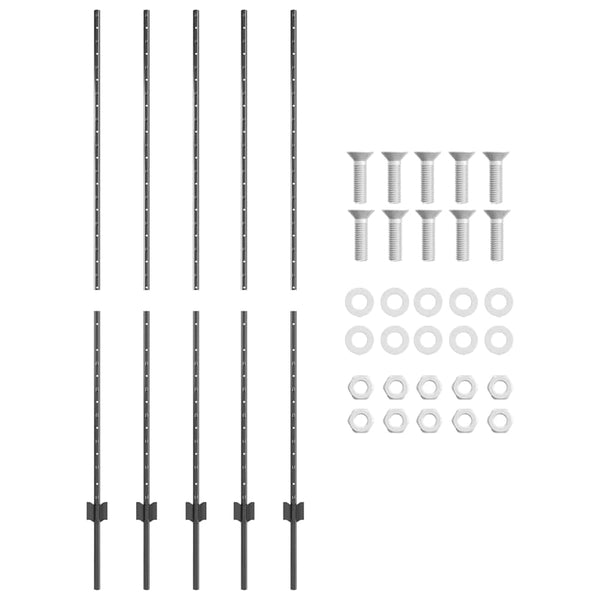 Zaunpfosten Stahl Grau 160cm 5er-Set