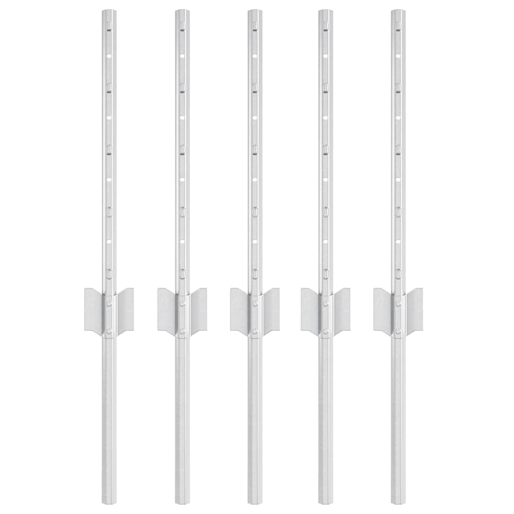 Zaunpfosten Silber 40 cm Stahl, 5er-Set